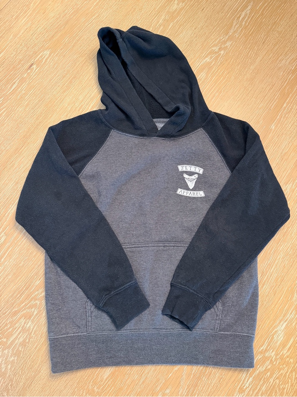 Kids Two-Tone Hooded Sweatshirt - Charcoal & Black
